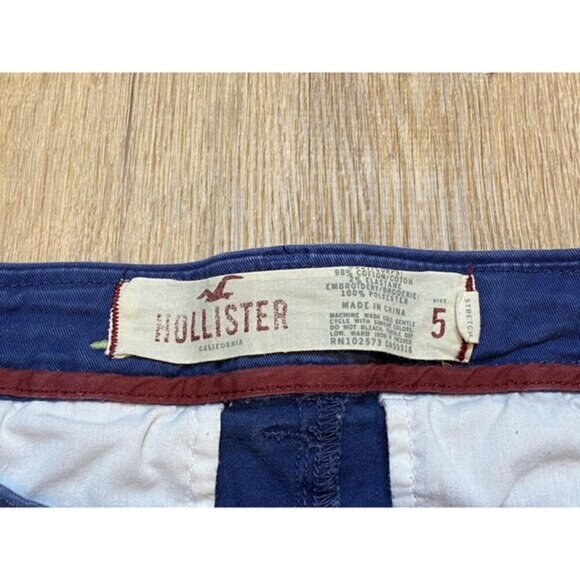 Y2K Hollister Stretch Navy Blue Shorts Size 5 With‎ Embroidered Logo Design - Picture 3 of 6